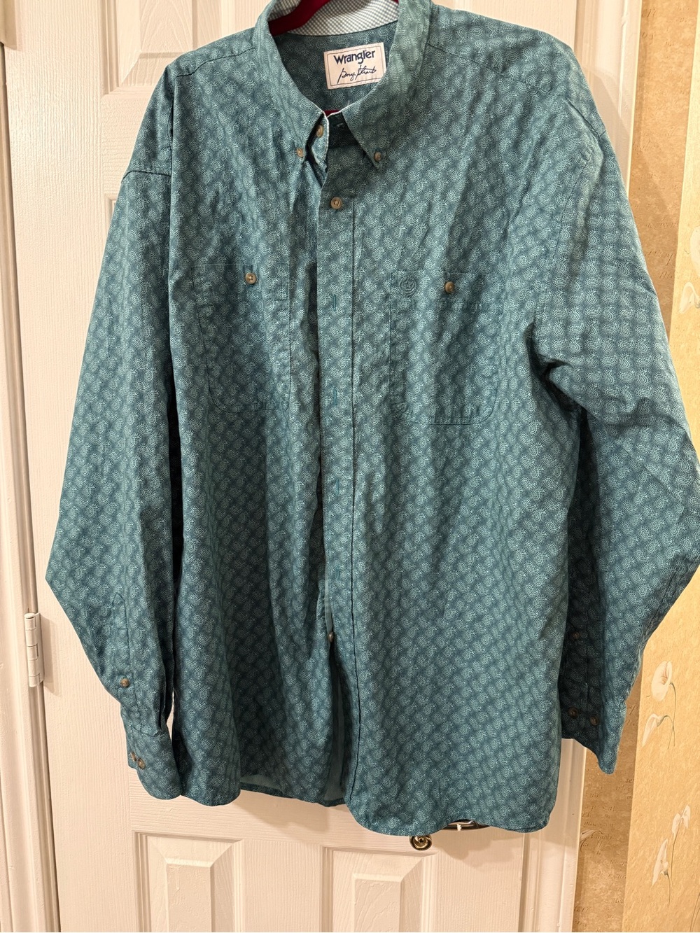 Wrangler Teal Geometric Button-Up Shirt Jacket